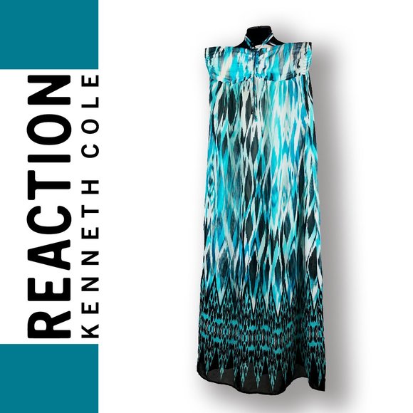 Kenneth Cole Reaction Boho Maxi Halter Neck Sundress Semi sheer Tie Dye look SM - Picture 1 of 3